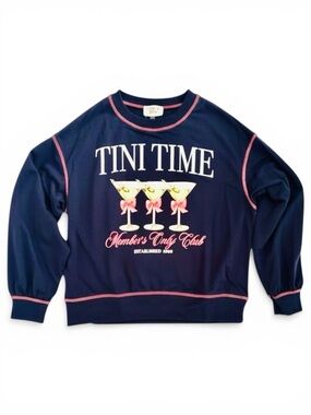 FANTASTIC FAWN MSRP $60 Martini Clubhouse Oversized Pullover in Navy w/Red Seam